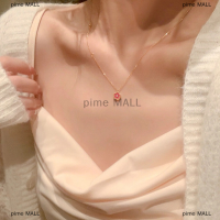 pime MALL สร้อยคอแฟชั่นลายดอกไม้แสนหวานสร้อยติดคอรูปดอกพีชสีชมพูอารมณ์นางฟ้าแสนหวานสำหรับผู้หญิงเครื่องประดับสำหรับเด็กผู้หญิง