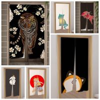 Japanese Door Animals Koi Cranes Printed Partition Kitchen Doorway Decorative Drapes Cafe Restaurant Decor Noren Half-Curtain