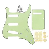 ชุด Pickguard กีตาร์ปิ๊กการ์ด ST SSS 11รูสีเขียวมิ้นต์กับที่คลุมจานเสียงสีขาวอายุลูกบิดกีตาร์อุปกรณ์ปลายสวิตช์