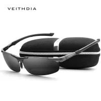 VEITHDIA แว่นกันแดด Polarized UV400 แว่นตากันแดดผู้ชาย ผลิตจากวัสดุแมกนีเซียมอลูมิเนียม แว่นตากันแดด โพลาไรซ์ สำหรับผู้ชาย ใส่ขับรถ สีดำ - 6592