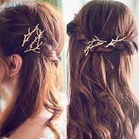 【YF】✉▲๑  Fashion Woman Hair Accessories Alloy Side Clamping Clip Branches Personality Jewelry Hairpin Holder