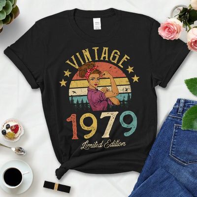 Mens Large T-shirt Vintage 1979 Limited Edition Black Cotton T Shirts Retro Fashion 53Rd 53 Years Old Birthday Party Tshirt Top【Size 4XL-5XL-6XL】