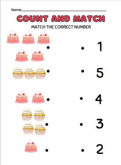 Count and Match Worksheet Activity for Kids with FREE alphabet activity ...