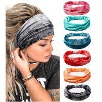 【YF】 Headbands for Women Boho Tie Dye Yoga Wide Knotted Sport Head Wraps Turbans