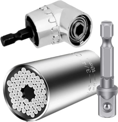 GOWKE 3Pcs Set Universal Socket Drill Adaptor Torque Wrench 7-19mm Socket Head Multifunctional Universal Sleeve