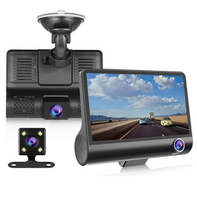 กล้องติดรถยนต์3เลนส์สำหรับรถยนต์ความละเอียด HD 1080P กล้อง Dvr ในรถยนต์สำหรับรถยนต์ยานพาหนะขนาด4.0นิ้ว Kamera Spion บันทึกวิดีโอบันทึกแบบกล่องดำ