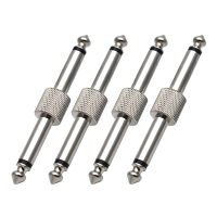 4pcs Chrome Guitar Effect Pedal Adapter JACK-JACK Connector Metal Solder Straight Converter Plug Patch Connect