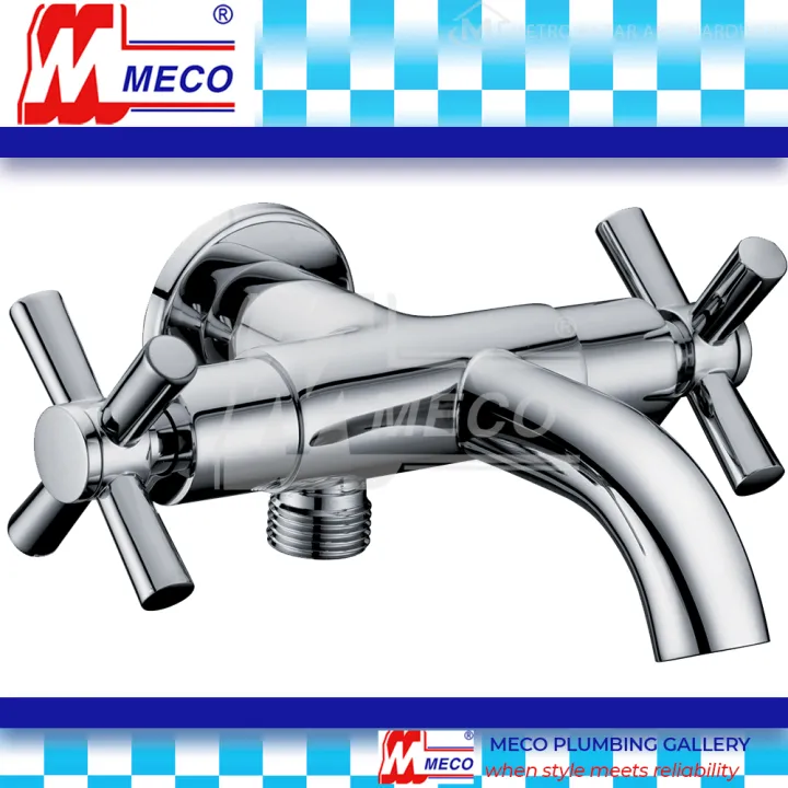 Meco Twin Head Faucet Chrome Plated Brass Cross Handle Lazada Ph