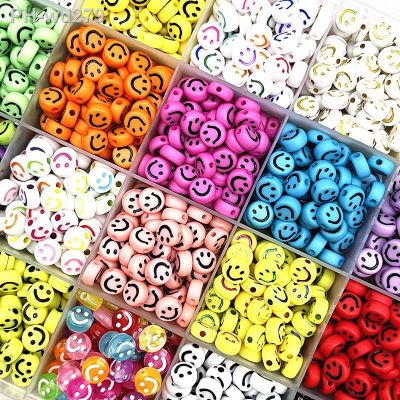 【CC】℗♨┇  NEW 100-400pcs 7x4mm Oval Smiling Face Loose Spacer Beads for Jewelry Making Accessories