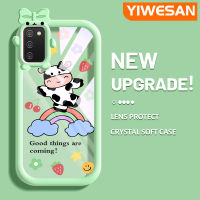 YIWESAN เคส A04E A03 A03s A02s ปลอกสำหรับ Samsung ลายการ์ตูนน่ารักโคนมสุดสร้างสรรค์ลายสัตว์ประหลาดตัวเล็กเลนส์กล้องถ่ายรูปเคสโทรศัพท์โปร่งใสซิลิโคนนิ่มเคสห่อหุ้มกันกระแทก