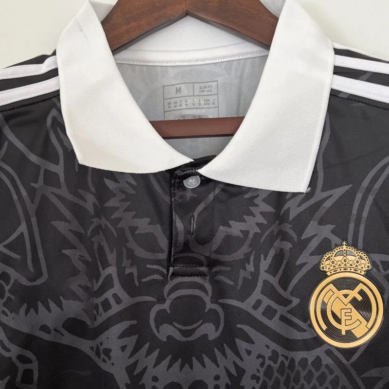 23-24 Real Madrid Jersey Black Dragon Special Edition Fans Issue Short  Sleeve Breathable Quick-Drying Custom Jersey