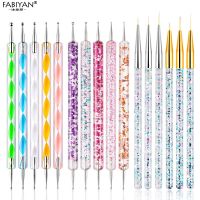 7/9/11/15mm Acrylic Nail Art Liner Lines Grid Stripes Brush 3D Tips Design Flower Painting Drawing Pen 3Pcs/set Manicure Tool