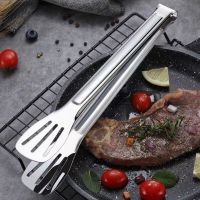 [Fast delivery] [Buy 1 get 1 free] Thickened stainless steel food tongs for kitchen barbecue bread grilled steak tongs Thickening and anti scaling