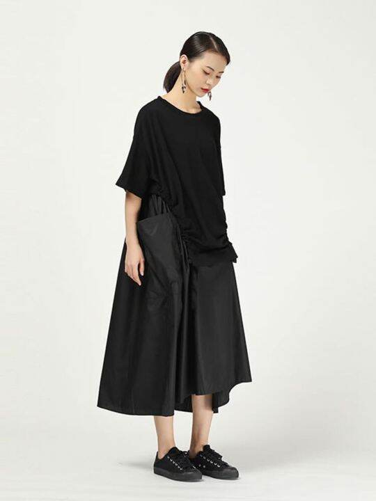 xitao-dress-irregular-patchwork-casual-loose-dress