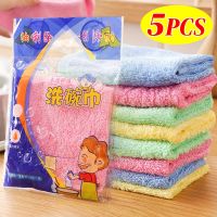 ✇☢✽ New Oil Removal Dish Cloths Wood Fiber Non-stick Oil Towels Household Kitchen Cleaning Rags Scouring Pad Wet and Dry Wipe Cloth