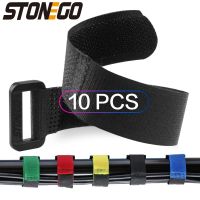 STONEGO 10pcs Reusable Fastening Cable Organizer Cable Ties management Adjustable Multi-Purpose Hook and Loop Nylon Strap Ties Cable Management