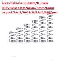 ☑℗ 20pcs/lot 0.2mm 0.3mm Stainless Steel Micro Small Compression spring OD 2mm/3mm/4mm/5mm/6mm length 5mm to 50mm