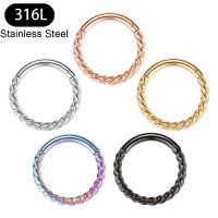 316LStainless Steel Hinged Segment Seamless Clicker Ring Nose Ring Hoop Septum Helix Earrings For Women Man Piercing Jewelry Body jewellery