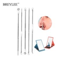 BREYLEE Acne Removal Needle Tools Cleanser Blackhead Blemish Removers Makeup Mirror Portable Stainless Steel Set Skin Care 5pcs