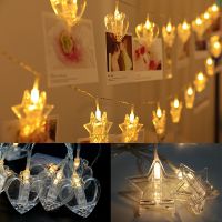 LED Hearts Photo Clip String Lights for Room Party Christmas Holiday Decoration Stars String Lights Patio Decoration Yard