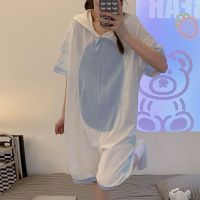 เสื้อผ้าแฟชั่นสำหรับสุภาพสตรี Han edition short-sleeved summer pajamas women summer section in 2023 the new Japanese lovely conjoined web celebrity wind leisurewear suit