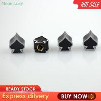 Moon Loey วาล์วล้อยางโพดำสีดำ4ชิ้นฝาฝาครอบวาล์วอากาศ-ดำ20x14x24mm