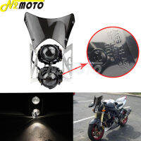 Universal Dirt Bike ไฟหน้าคู่ W Wind Screen cket ไฟหน้าโปรเจคเตอร์สำหรับ MadAss 50 125 500 Dual Sport Naked Street Bikes