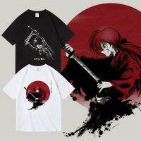 Japanese Anime Cartoon Summer T-Shirt Hiicura Kenshin Rogue Around Print Short Sleeves New Fashion Pure Cotton Mens Half Sleeve