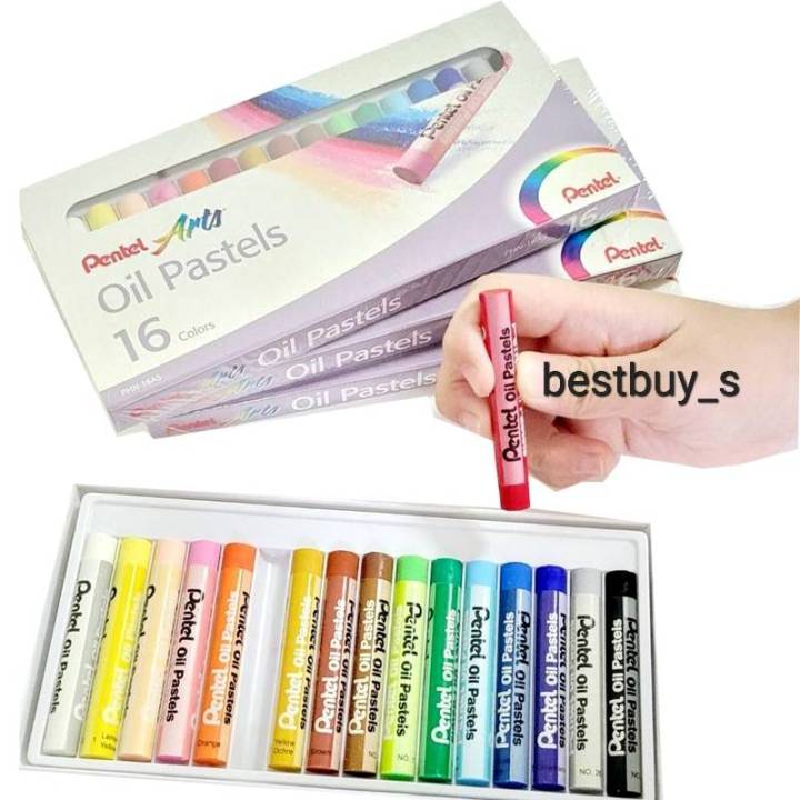 pentel-สีชอล์คเพนเทล-สีชอล์คน้ำมัน-16สี-pentel-arts-oil-pastels-16colored