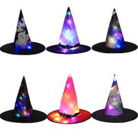 Halloween Witch LED Glow Hat Ghost Festival Party Wearable Home Hanging Decorative Prop Glow Halloween Wizard Hat Free Shipping