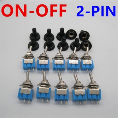 10PCS MTS 101 2 Pin SPST Touch ON OFF 6A 125V Toggle Switch Mini Switches Miniature Toggle Switches 10pcs Waterproof Cap