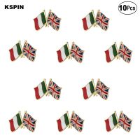 10pcs a Lot Italy and United Kingdom Friendship Flag Lapel Pin Flag badge Brooch Pins Badges Fashion Brooches Pins