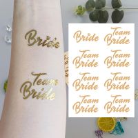 【YF】 Gold Bridal Team Temporary Tattoo Bachelorette Party Hen Golden Sticker Marriage Bride To Be Wedding Dating Single Theme Dec