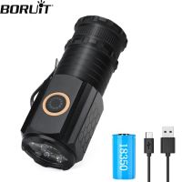 BORUIT Mini 3 LED Flashlight 1200LM USB C Rechargeable Light 18350 Torch with Magnet Waterproof Camping Lantern Emergency Light Rechargeable  Flashlig