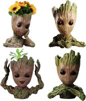 4 Styles Flowerpot Baby Groot Flower Pot Succulent Planter Pot Pencil Holder Office Party Ornament Christmas Birthday Gift