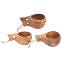 220ML Coffee Mug Rubber Wood Handle single or double Hole Cowhide Rope Hook Milk Tea Coffee Drinking Cup Drinkware