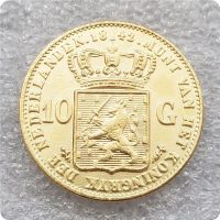 1842-1843เนเธอร์แลนด์5 10 Gulden - Willem II Copy เหรียญ LYB3816ธนาคารเงิน