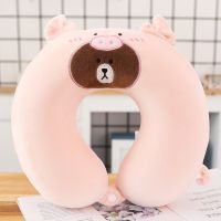 ZZOOI Cartoon U-Shaped Pillow Plush Sleep Neck Protection Pillow Office Cushion Cute Lovely Travel Nap Pillow For Children/Adults