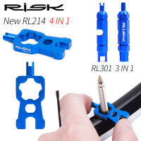 RISK Bike Schrader Presta Valve Core การติดตั้งประแจกำจัดใหม่4 IN 1อลูมิเนียมมัลติฟังก์ชั่หัวฉีดเครื่องมือซ่อมจักรยาน