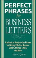 หนังสืออังกฤษใหม่ Perfect Phrases for Business Letters (Perfect Phrases Series) [Paperback]