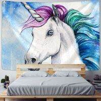 Cute Cartoon Unicorn Tapestry Wall Hanging Kids Room Decor Psychedelic Wall Carpet Camping Tent Travel Mattres