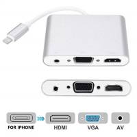 Lightning VGA + HDMI Adapter, Moblie Phne Lightning to VGA Digital 2K adapter Converter for iPhone iPad iPod-IOS 12 UP ***(รบกวนอ่านรายละเอียดสินค้าด้วยนะคะ)***