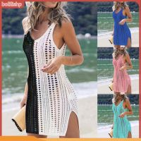 COD DSTGRTYTRUYUY Bolilishp Summer Women Beach Dress Solid Color Anti Sun Hollow Out Bikini Cover Up for Swimming Pool