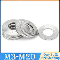 2 5 1020 50Pcs M4 M16 M5 M6 M8 M3 M20 Self Serrated เครื่องซักผ้าความปลอดภัยสแตนเลส304ประเภทแผ่นสปริงล็อค