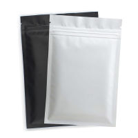 【CW】50Pcs Matte Black White Heat Sealable Plastic Flat Mouth Ziplock Packaging Bag Smell Proof Aluminium Foil Mylar Ziplock Bags