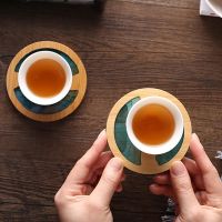 ┅✹┅ Epoxy Resin Transparent Bamboo Insulation Pad Landscape Coaster Cup Holder Mat