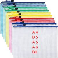 Folder Zipper File Bags Mesh Zipper Pouch Document Letter Bag A4 A5 B5 Office School Home Travel Organizers Stationery Storage