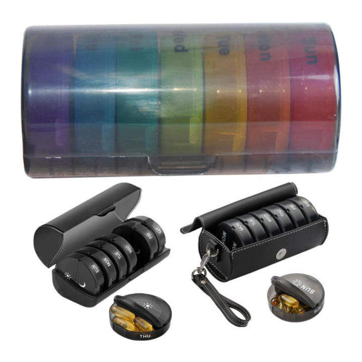 Pill Box 7 Day 14 Compartments Pill Organizer Box With Case Weekly