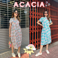 Thongyoy - เดรสกี่เพ้าลำลอง ผ้านุ่ม ลายดอกไม้ Acacia ฟรีไซส์