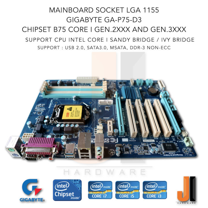 mainboard-gigabyte-ga-p75-d3-lga1155-support-intel-core-i-gen-2xxx-and-gen-3xxx-สินค้ามือสองสภาพดีมีการรับประกัน